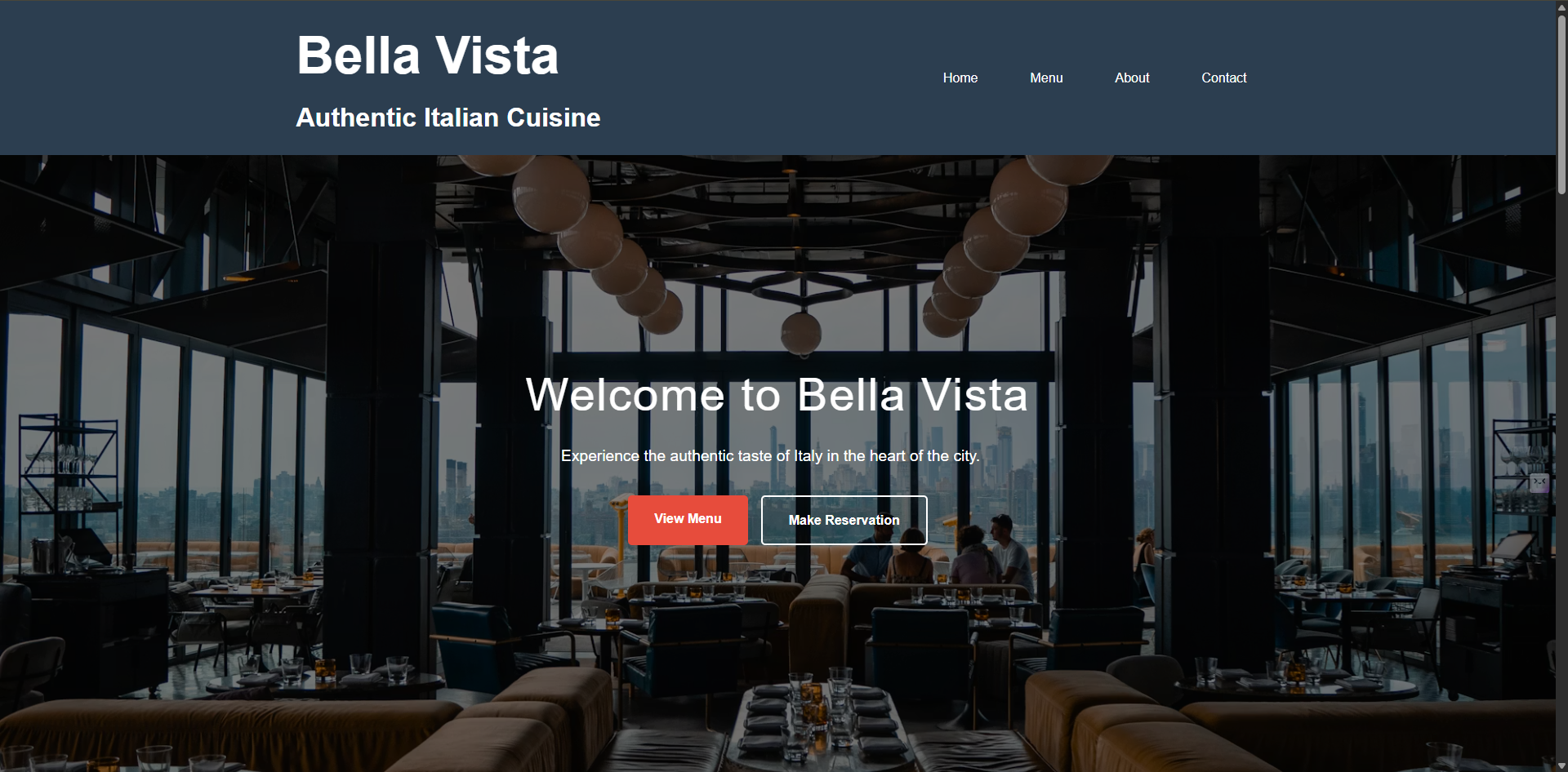BellaVista Restaurant website preview